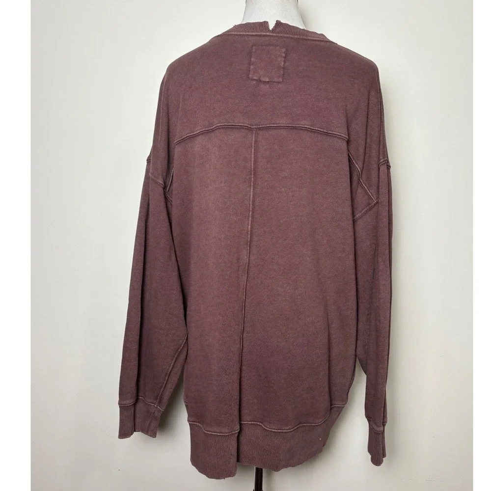 Aerie Oversized Crewneck Sweatshirt M Slouchy Distressed Earthy Cozy Pullover - Picture 3 of 10